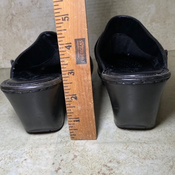 Thom Mcan Davona Womens Black Leather Slip-On Clog Buckle Detail Wedge Heel - Picture 7 of 9